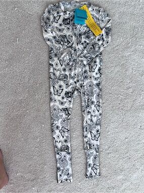 Posh Peanut Black and White Butterfly & Swan Print Kids Pajamas